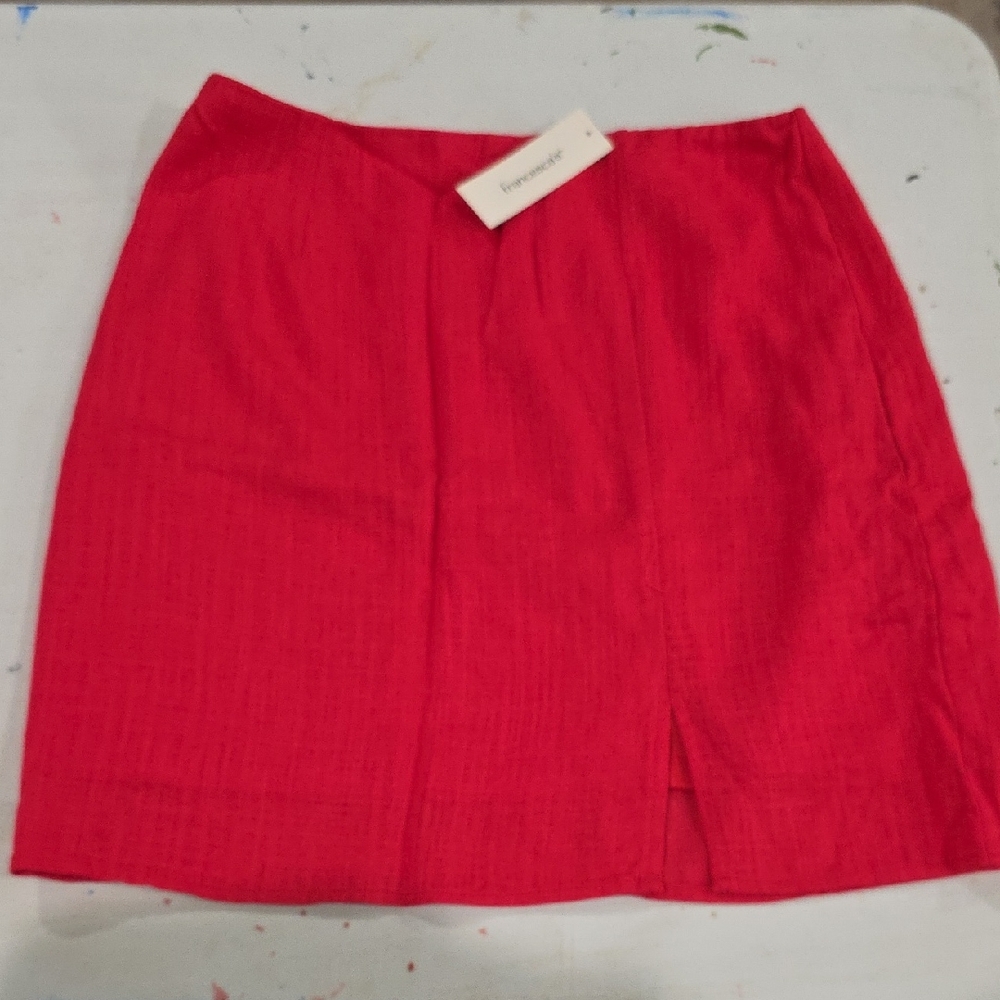 Blue Rain Vibrant Red Pencil Skirt